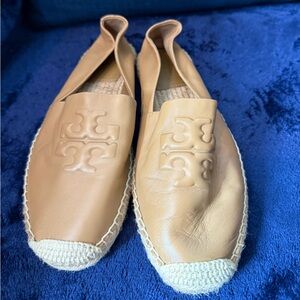 Tory Burch Tan Leather Espadrille Flats - Size 9